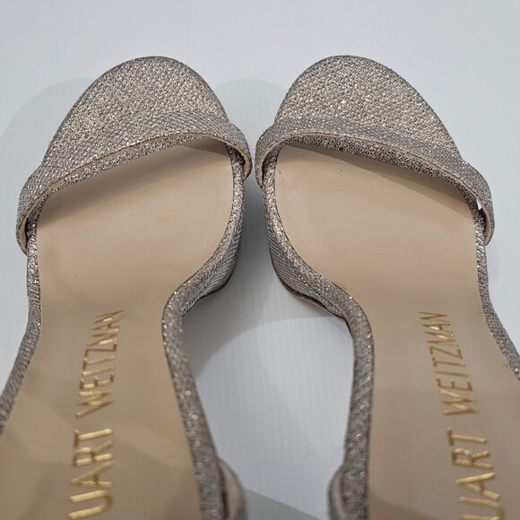 Stuart Weitzman Nudistcurve Hollywood Heel 8.5 Platino Platform Stiletto Sandal - Picture 11 of 14